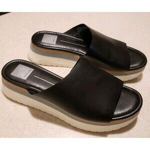 DOLCE VITA MILO Black Platform Wedges Slides Sandals Women's Size 9M